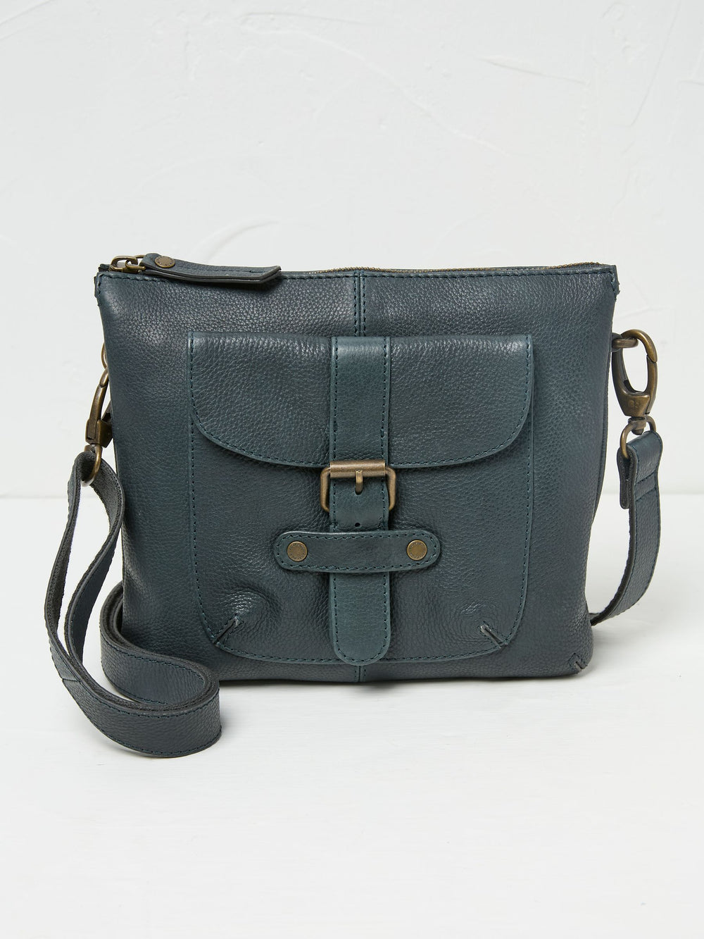 Libby Teal Blue Buckle Crossbody Bag