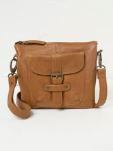 Libby Tan Brown Buckle Crossbody Bag