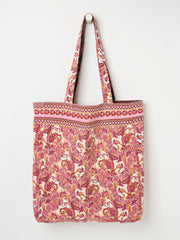 Pink 100% Cotton Reversible Tote Bag