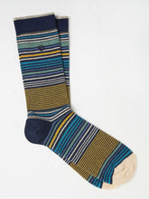 Navy Blue & Yellow Men's Striped Socks