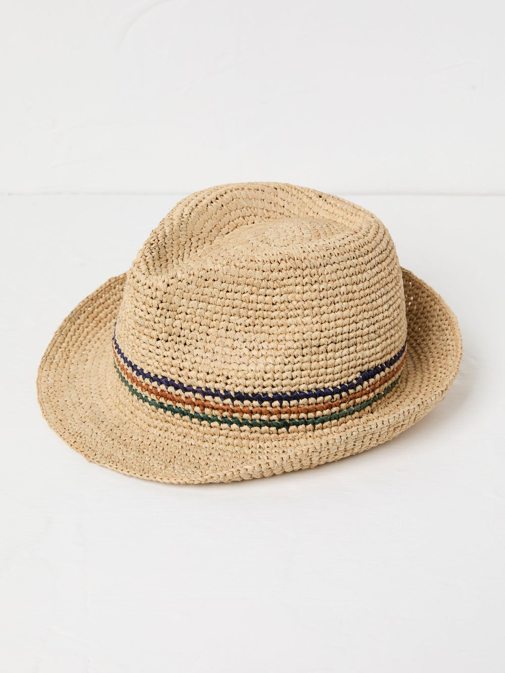 Natural Stripe Straw Trilby Hat