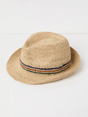 Natural Stripe Straw Trilby Hat