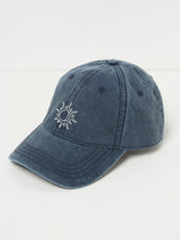 Blue Embroidered Sun 100% Cotton Cap