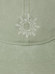 Green Embroidered Sun 100% Cotton Cap