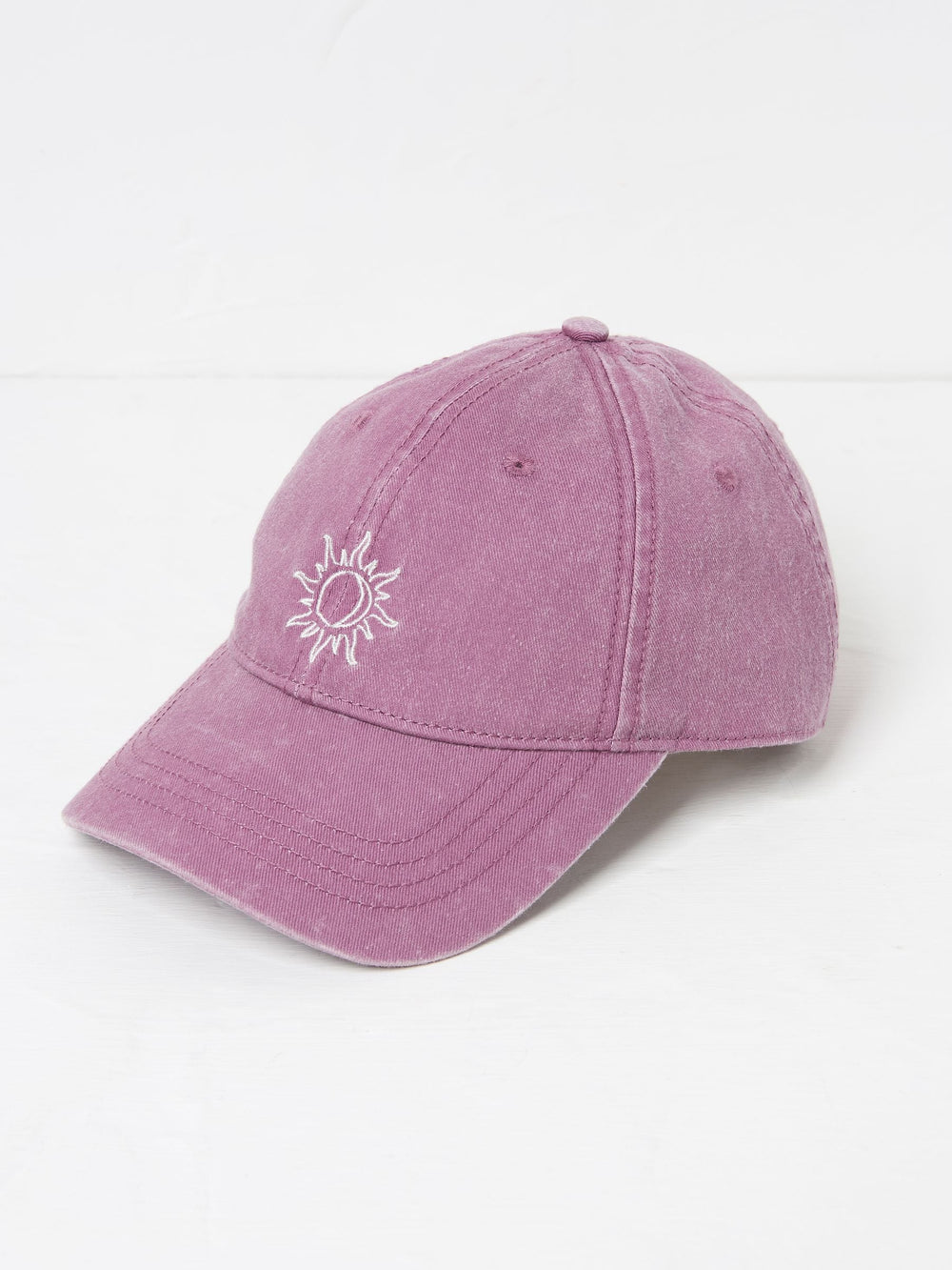 Purple Embroidered Sun 100% Cotton Cap