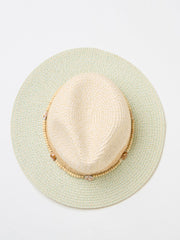 Green Haze Colour Block Straw Fedora Hat