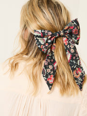 Black Printed Hair Bow
