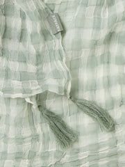 Green 100% Cotton Gingham Lightweight Scarf