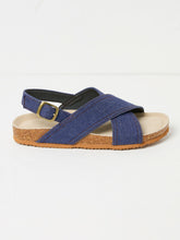 Denim Crossover Strap Footbed Sandal