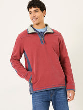 Red 100% Cotton Airlie Panel Quarter Zip Sweat Top