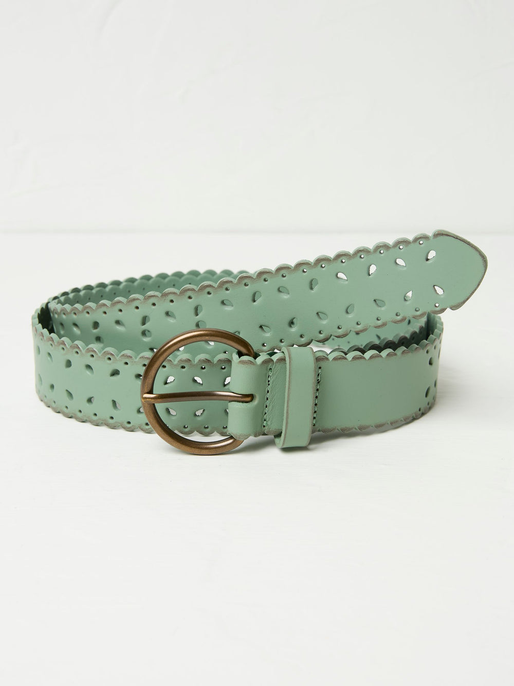 Green Haze Scalloped Jean Leather Belt