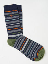 Navy Blue & Grey Men's Striped Socks