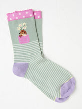 Green Stripe Dog Women's Socks