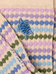Oatmeal Embroidered Turtle Socks