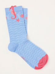 Blue Seahorse Socks