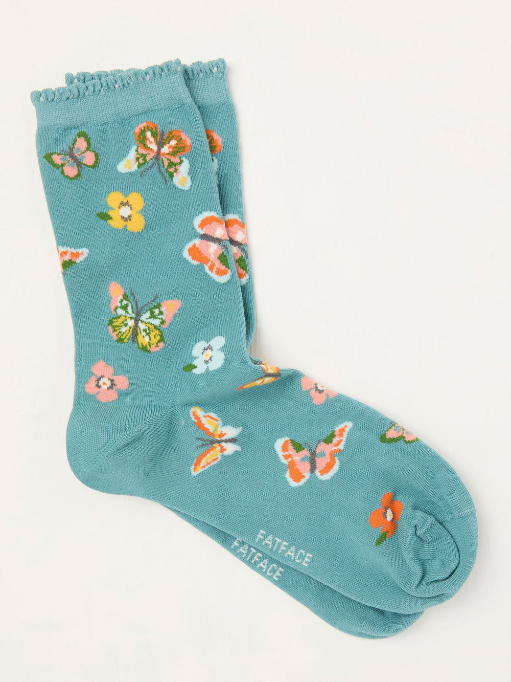Teal Blue Butterfly Socks
