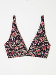 Black Historical Floral Bikini Top