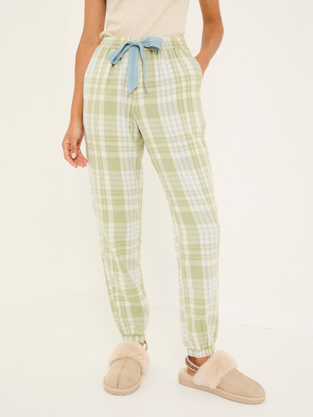 Cora Green 100% Cotton Check Pyjama Bottoms