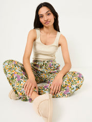 Lola Multi Peacock Linen Blend Pyjama Bottoms