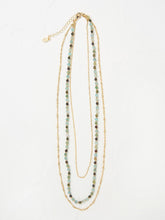 Gold Tone Triple Layered Gem Necklace