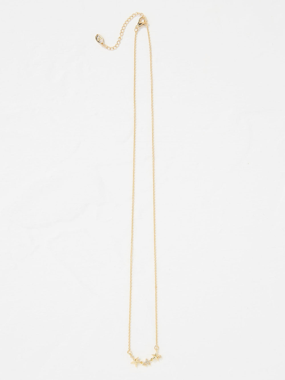 Gold Tone Trio Star Pendant Necklace