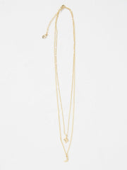 Gold Tone Star and Moon Layered Necklace