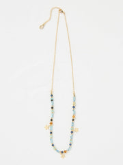 Blue Star Charm Beaded Necklace