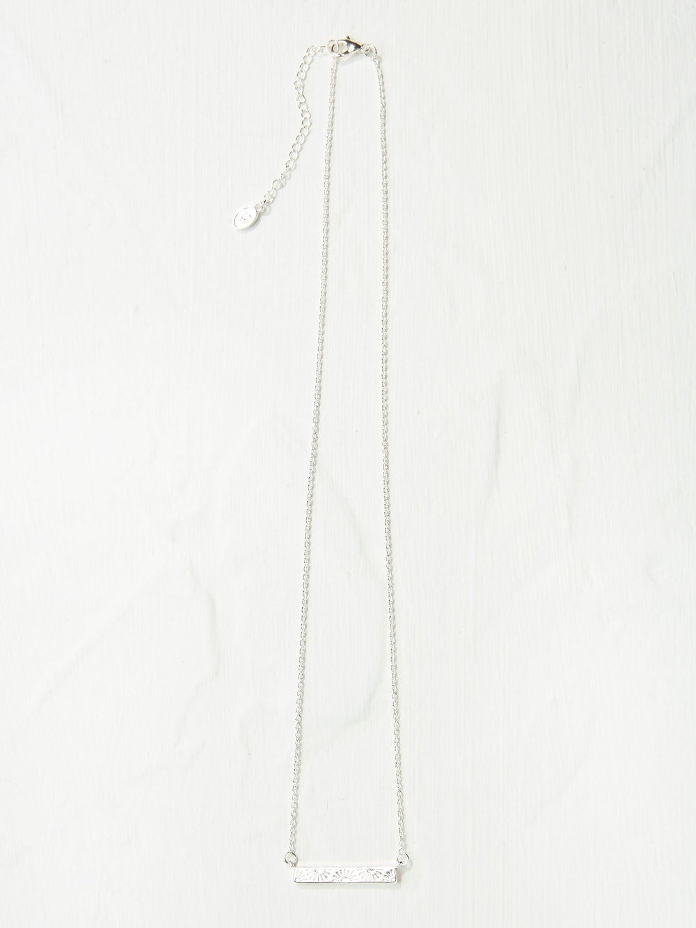 Silver Tone Flower Engraved Necklace