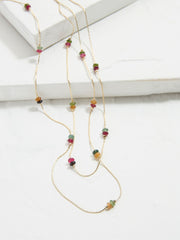 Multi Semi Precious Stone Layered Necklace