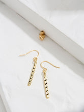 Gold Tone Twist Bar Drop Earrings