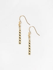 Gold Tone Twist Bar Drop Earrings