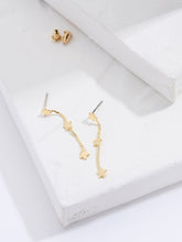 Gold Tone Triple Star Chain Earrings