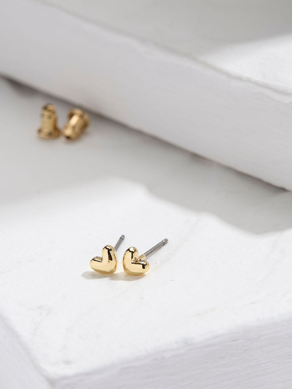 Gold Tone Heart Stud Earrings