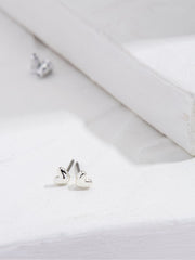 Silver Tone Heart Stud Earrings