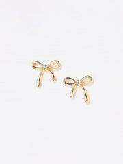 Gold Tone Bow Stud Earrings