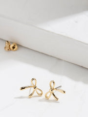 Gold Tone Bow Stud Earrings