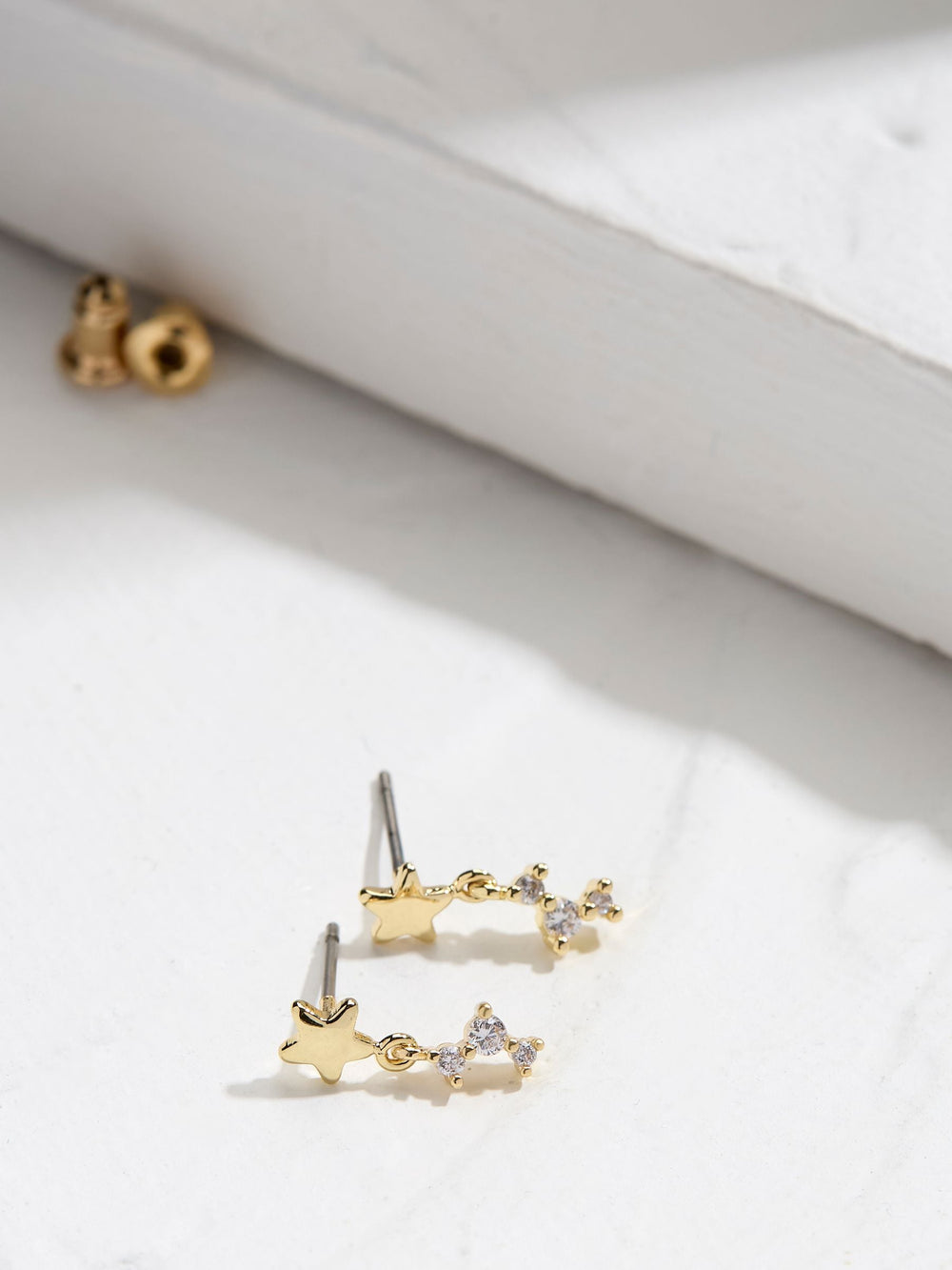 Gold Tone Star Drop Stud Earrings