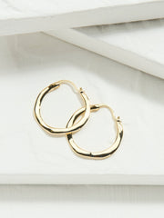 Gold Tone Hammered Hoop Earrings