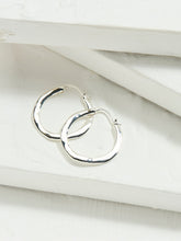 Silver Tone Hammered Hoop Earrings