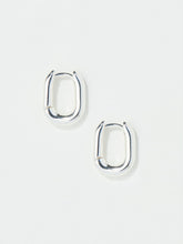 Silver Tone Oval Huggie Hoop Earrings