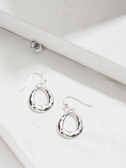 Silver Tone Hammered Drop Earrings
