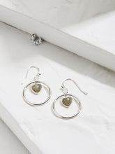 Silver Tone Heart Stone Drop Earrings