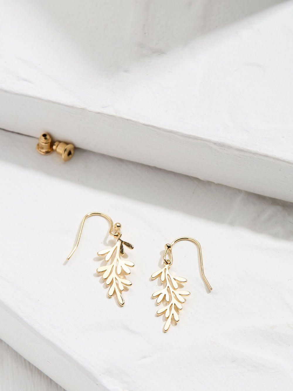 Gold Tone Leaf Drop Earrings