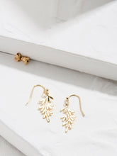Gold Tone Leaf Drop Earrings
