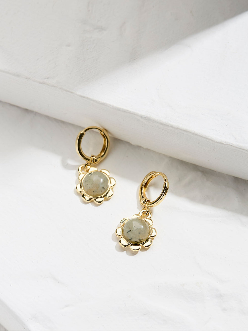 Gold Tone Stone Drop Earrings