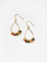 Multi Semi Precious Stone Drop Earrings