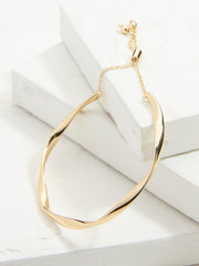 Gold Tone Adjustable Hammered Bangle