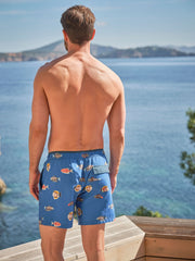 Trevose Blue Fish Print Swim Shorts