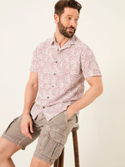 Heather Purple Short Sleeve Dash Print Shirt