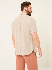 Natural Short Sleeve Diamond Tile Print Shirt